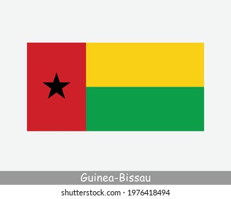 National Flag of Guinea-Bissau. Bissau-Guinean Country Flag. Republic of Guinea-Bissau Detailed Banner. EPS Vector Illustration Cut File