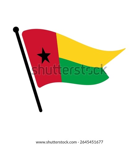 National flag of Guinea-Bissau.  Guinea-Bissau flag computer digital vector illustration icon design.  Fluttering flagpole flag.