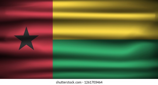 National Flag of Guinea-bissau GW. Front view, official colors and correct proportion. Realistic vector illustration.