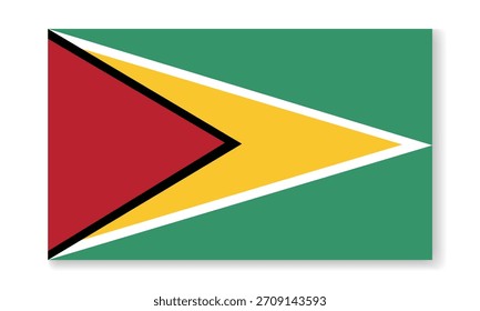 Bandera nacional de Guyana en estilo plano. Ilustración plana de Vector.