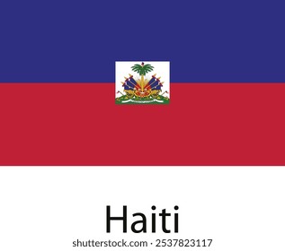 The national flag of Haiti, featuring a blue and red bicolour with a white square containing the coat of arms