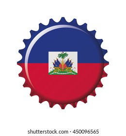 National flag of Haiti on a bottle cap. Vector Illustration