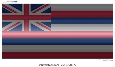 National Flag of Hawaii. in black shadow. Sandwich Islands flag in Rectangle shape. North American Country. Hawaiian flags isolated on white background. Editable vector EPS available