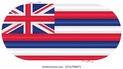 National Flag of Hawaii. Sandwich Islands flag in Capsule shape. North American Country. Hawaiian flags isolated on white background. Editable vector EPS available