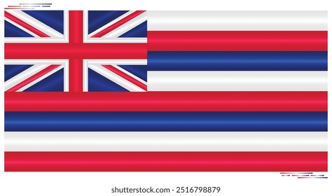 National Flag of Hawaii. Sandwich Islands flag in Rectangle shape. North American Country. Hawaiian flags isolated on white background. Editable vector EPS available