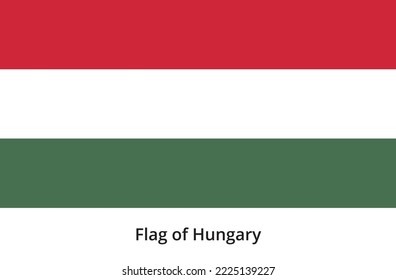 National flag of Hungary accurately is a horizontal tricolor of red, white and green dimensions 1:2 official colors Symbol of patriotism freedom suitable digital editing printing of any size.
