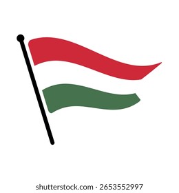 Bandeira nacional da Hungria. Hungria bandeira computador digital vetor ilustração ícone design. Bandeira de mastro flutuante.