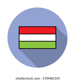 National flag of Hungary in simple colors with name icon long shadow icon. Simple color vector of flags icons for ui and ux, website or mobile application