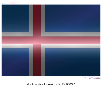 National Flag of Iceland in black shadow. Icelandic flag in Rectangle shape. European Country. Island flags isolated on white background. Editable vector EPS available