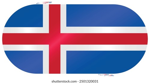 National Flag of Iceland. Icelandic flag in capsule shape. European Country. Island flags isolated on white background. Editable vector EPS available