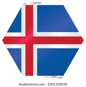 National Flag of Iceland. Icelandic flag in polygon shape. European Country. Island flags isolated on white background. Editable vector EPS available