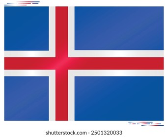 National Flag of Iceland. Icelandic flag in Rectangle shape. European Country. Island flags isolated on white background. Editable vector EPS available