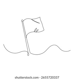 National flag  icon   continuous one line drawing of outline vector illustration 