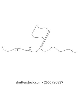 National flag  icon   continuous one line drawing of outline vector illustration 