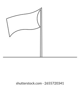 National flag  icon   continuous one line drawing of outline vector illustration 