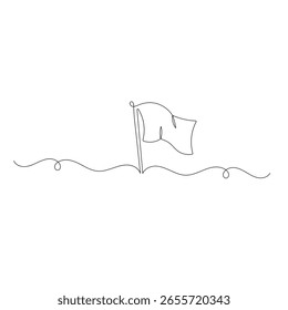 National flag  icon   continuous one line drawing of outline vector illustration 