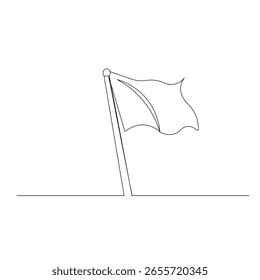 National flag  icon   continuous one line drawing of outline vector illustration 