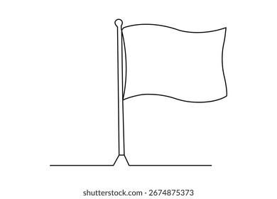 Nationales Flaggensymbol, fortlaufende einzeilige Zeichnung