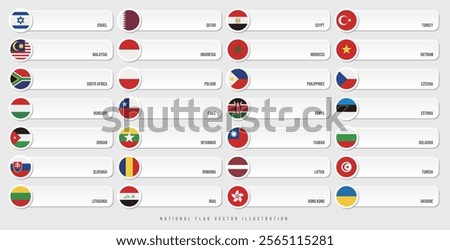 National flag icon set Vector illustration Copy space