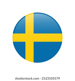 National flag icon of Sweden. Isolated on white vector illustration.