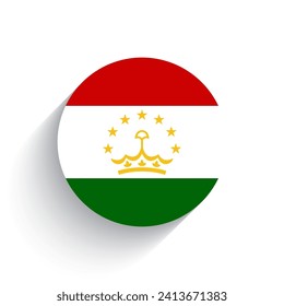 National flag icon vector illustration of Tajikistan isolated on white background.