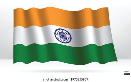 National flag of India. The flag of India flying. Vector illustration sign.