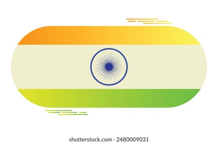 National Flag of India. Indian flag in capsule shape. Asian country flag. Ind flag isolated on white background. Editable vector EPS available