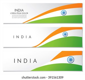 National flag of India. Vector template banners