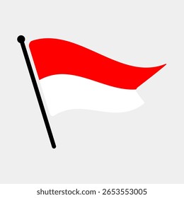 Bandeira nacional da Indonésia. Indonésia bandeira computador digital vetor ilustração ícone design. Bandeira de mastro flutuante.