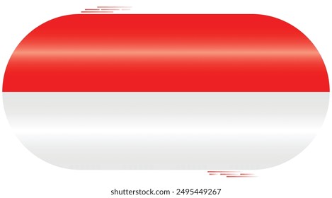 National Flag of Indonesia. Indonesian flag in capsule shape. Asian Country. Indonesia flags isolated on white background. Editable vector EPS available