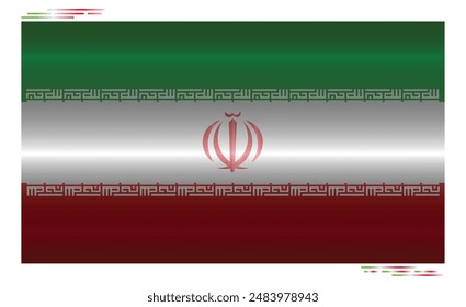 Bandera nacional de Irán en sombra negra. Bandera iraní en forma de rectángulo. Oriente Medio. Bandera de Persia aislada sobre fondo blanco. EPS de Vector editable disponible