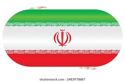 Bandera Nacional de Irán. Bandera iraní en forma de cápsula. Oriente Medio. Bandera de Persia aislada sobre fondo blanco. EPS de Vector editable disponible