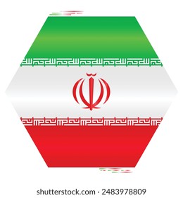 Bandera Nacional de Irán. Bandera iraní en forma de polígono. Oriente Medio. Bandera de Persia aislada sobre fondo blanco. EPS de Vector editable disponible