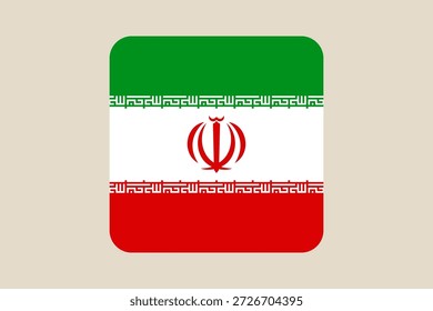 National flag of Iran as a rounded square vector icon, a symbol for patriotic and governmental representation..