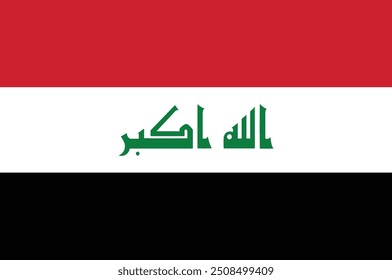 National flag of Iraq. Flag of Republic of Iraq. Iraqi flag. Vector Illustration. 