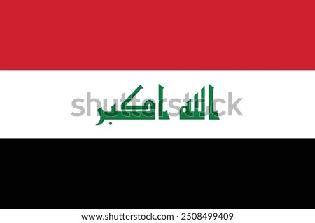 National flag of Iraq. Flag of Republic of Iraq. Iraqi flag. Vector Illustration. 