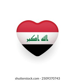 National flag of Iraq in the shape of a heart. Flag of Republic of Iraq. Iraqi flag. Vector Illustration.	
