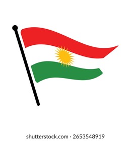 Bandeira nacional do Curdistão iraquiano. Bandeira do Curdistão Iraquiano computador digital vetor ilustração ícone design. Bandeira de mastro flutuante.