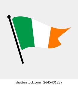 Bandeira nacional da Irlanda.  Bandeira da Irlanda computador digital vetor ilustração ícone design.  Bandeira de mastro flutuante.