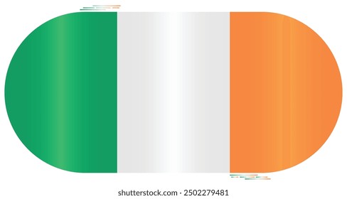 National Flag of Ireland. Irish flag in capsule shape. European Country. Ireland flags isolated on white background. Editable vector EPS available