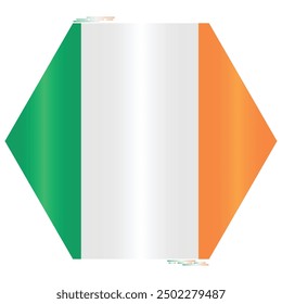 National Flag of Ireland. Irish flag in polygon shape. European Country. Ireland flags isolated on white background. Editable vector EPS available