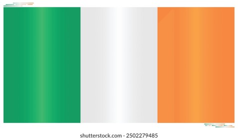 National Flag of Ireland. Irish flag in Rectangle shape. European Country. Ireland flags isolated on white background. Editable vector EPS available