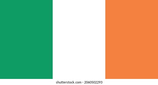 National flag of Ireland original size and colors vector illustration, bratach na heireann or Irish tricolour, national flag Republic of Ireland, irish flag