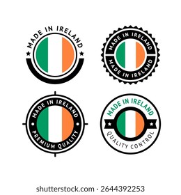 National flag of the Ireland, set flat vector icons