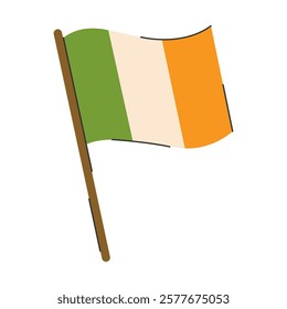 The national flag of Ireland, a tricolor of green, white, and orange. Vector illustration isolated on white.