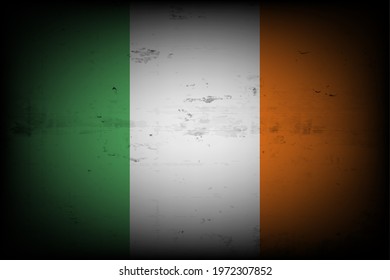National flag of Ireland. Vintage background. Grunge texture. Banner design pattern. Vector illustration