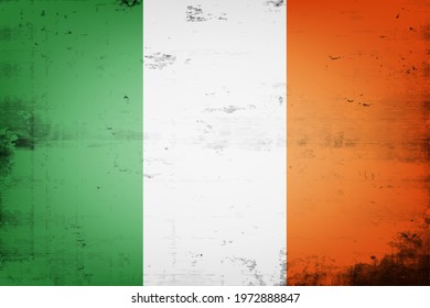 National flag of Ireland. Vintage background. Grunge texture. Banner design pattern. Vector illustration
