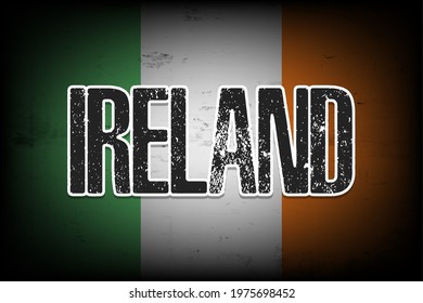 National flag of Ireland. Vintage background. Grunge texture. Banner design pattern. Vector illustration