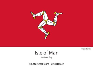 National flag of Isle of Man with correct proportions, element, colors for education books and official documentation