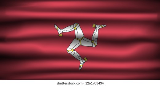 National Flag of Isle Of Man IM. Front view, official colors and correct proportion. Realistic vector illustration.